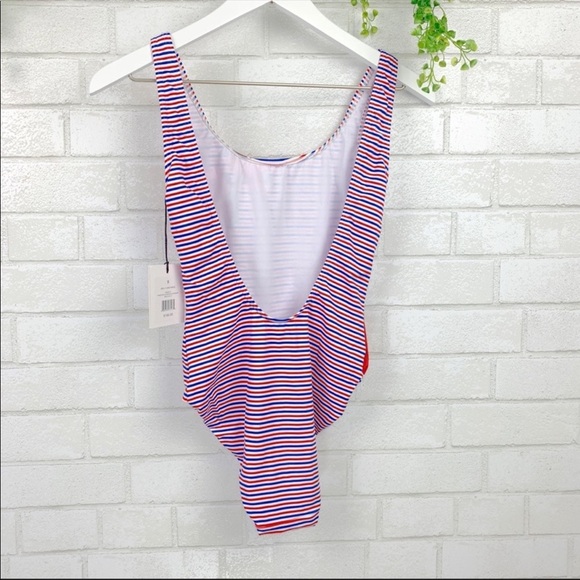 Onia Kelly Hibiscus Stripe Printed Swimsuit Size Small - Picture 8 of 9